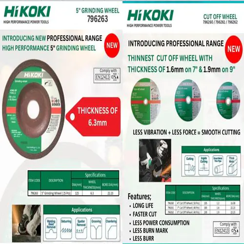 HiKOKI's Latest Products: Grinding & Cut-Off Wheels
